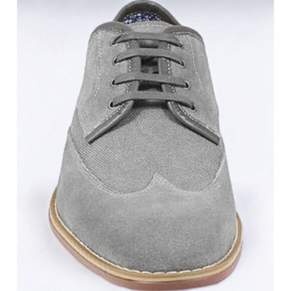 Stacy Adams Mens Wickley Grey Suede Canvas Wingtip Oxford Shoes NEW 8M - Picture 9 of 10